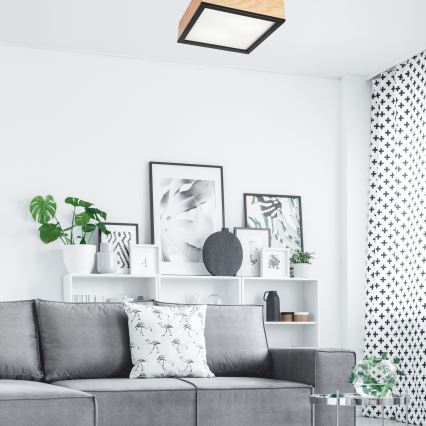 Стельовий світильник NATURAL SQUARE 2xE27/15W/230V 31x31 см сосна/чорний