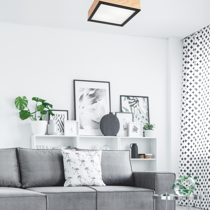Стельовий світильник NATURAL SQUARE 2xE27/15W/230V 31x31 см сосна/чорний
