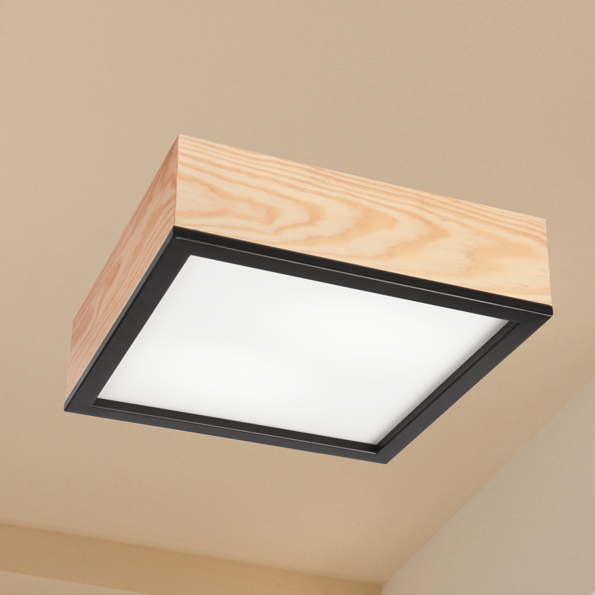 Стельовий світильник NATURAL SQUARE 2xE27/15W/230V 31x31 см сосна/чорний