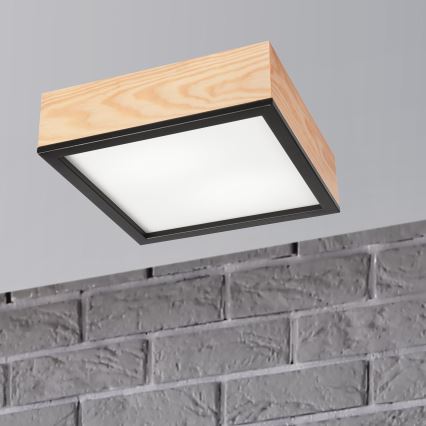 Стельовий світильник NATURAL SQUARE 2xE27/15W/230V 31x31 см сосна/чорний