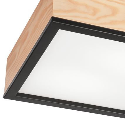 Стельовий світильник NATURAL SQUARE 2xE27/15W/230V 31x31 см сосна/чорний