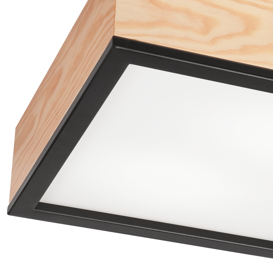 Стельовий світильник NATURAL SQUARE 2xE27/15W/230V 31x31 см сосна/чорний