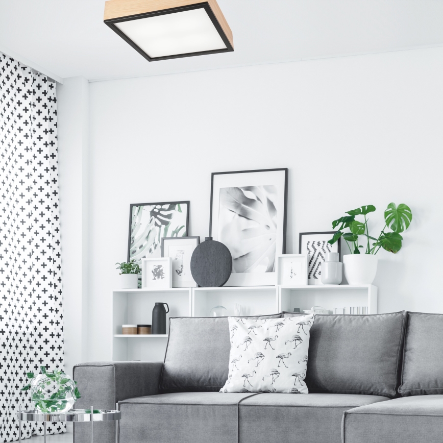 Стельовий світильник NATURAL SQUARE 4xE27/15W/230V 39x39 см сосна/чорний