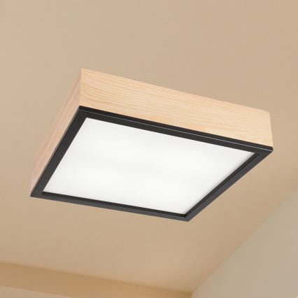 Стельовий світильник NATURAL SQUARE 4xE27/15W/230V 39x39 см сосна/чорний
