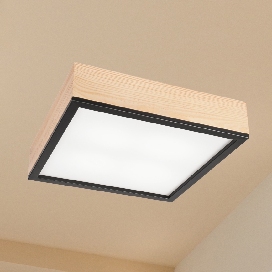 Стельовий світильник NATURAL SQUARE 4xE27/15W/230V 39x39 см сосна/чорний