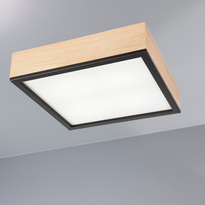 Стельовий світильник NATURAL SQUARE 4xE27/15W/230V 39x39 см сосна/чорний