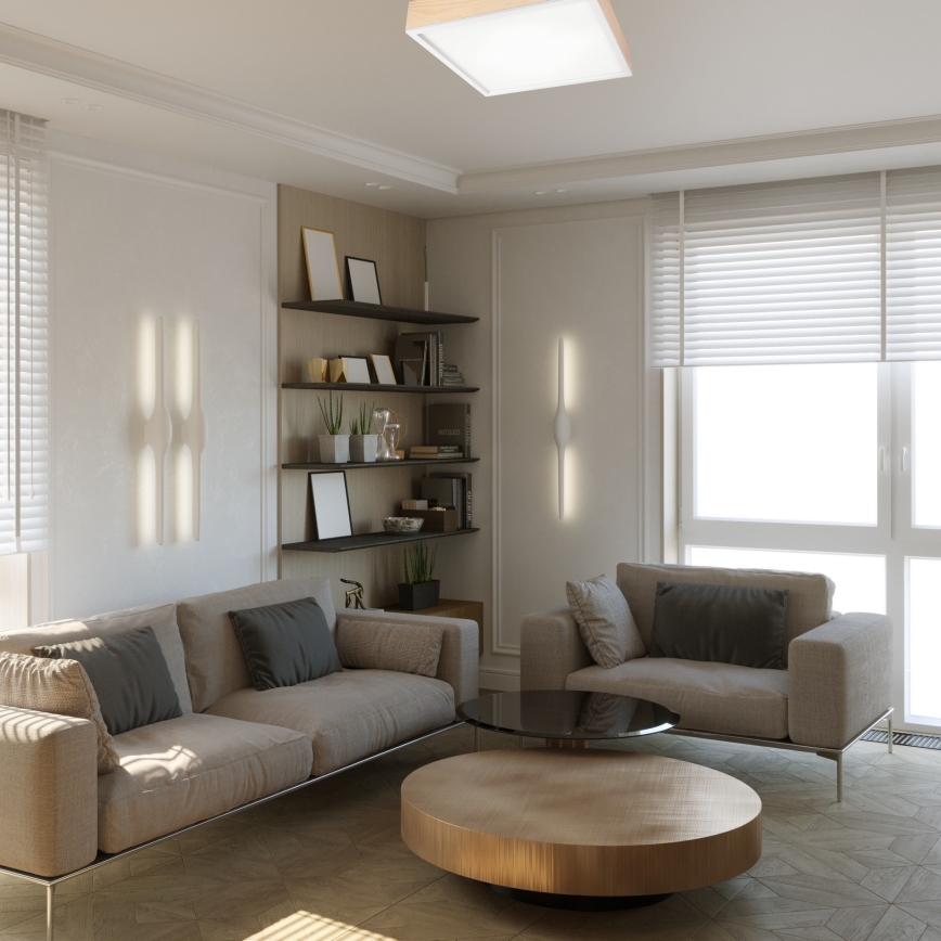 Стельовий світильник NATURAL SQUARE 4xE27/15W/230V 48x48 см сосна/білий