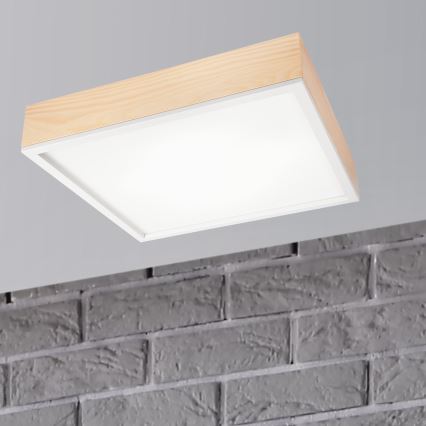 Стельовий світильник NATURAL SQUARE 4xE27/15W/230V 48x48 см сосна/білий
