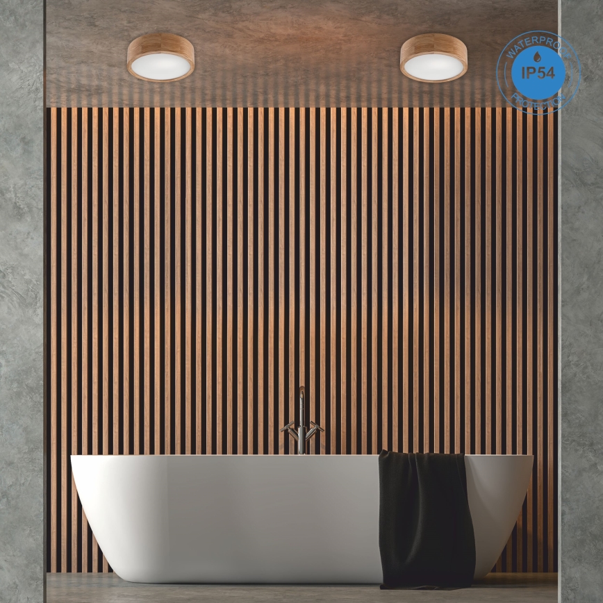 Стельовий світильник для ванної кімнати OAK 2xE27/15W/230V IP54 дуб ø 27 см