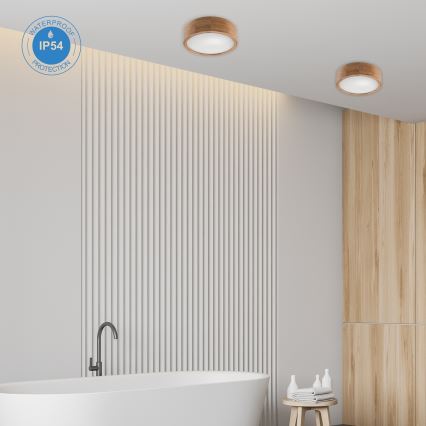 Стельовий світильник для ванної кімнати OAK 2xE27/15W/230V IP54 дуб ø 27 см