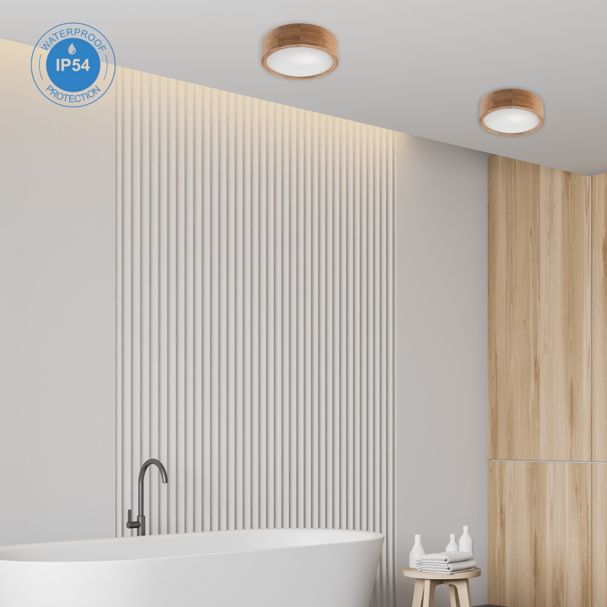 Стельовий світильник для ванної кімнати OAK 2xE27/15W/230V IP54 дуб ø 27 см
