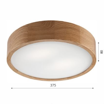 Стельовий світильник OAK 2xE27/60W/230V дуб ø 37,5 см