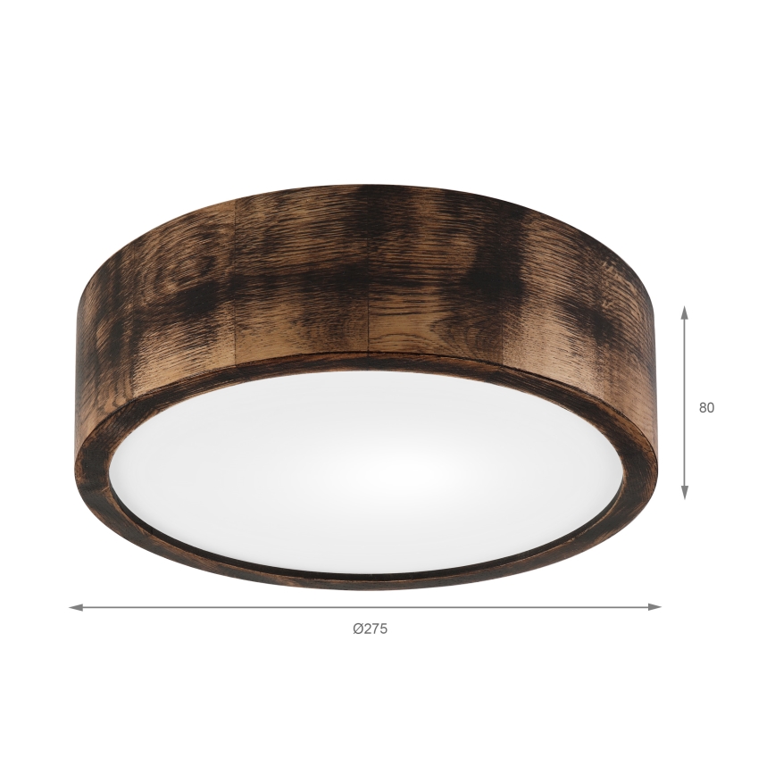 Потолочний світильник OAK SMOKY 1xE27/15W/230V ? 27,5 см дуб/темно-коричневий