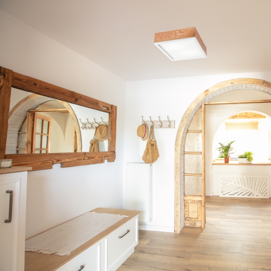 Стельовий світильник OAK SQUARE 2xE27/15W/230V 31x31 см дуб/білий