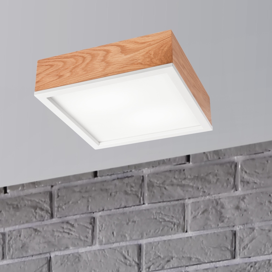Стельовий світильник OAK SQUARE 2xE27/15W/230V 31x31 см дуб/білий