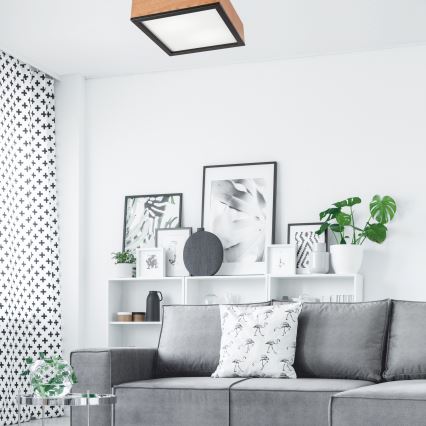 Стельовий світильник OAK SQUARE 2xE27/15W/230V 31x31 см дуб/чорний