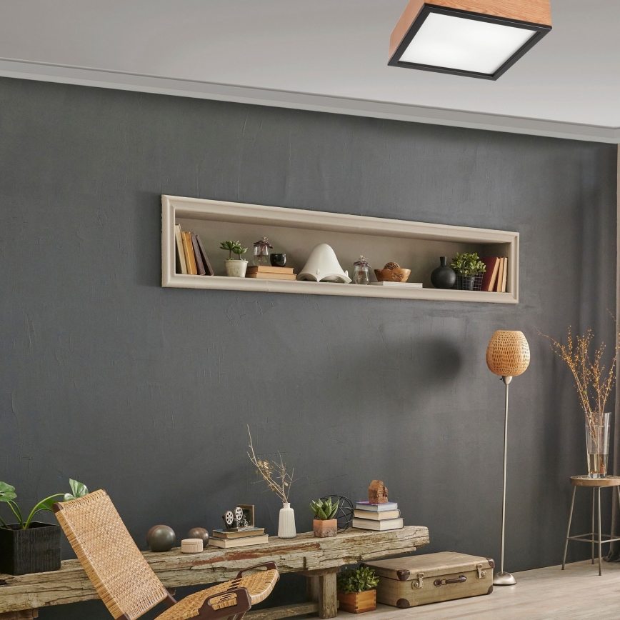 Стельовий світильник OAK SQUARE 2xE27/15W/230V 31x31 см дуб/чорний