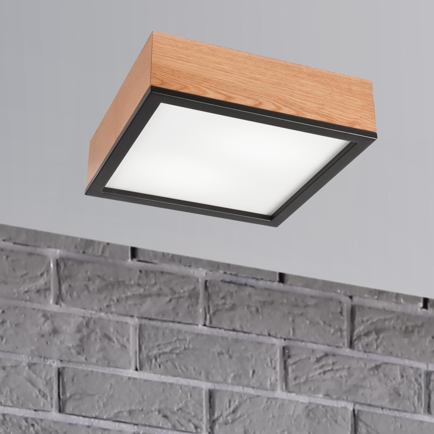 Стельовий світильник OAK SQUARE 2xE27/15W/230V 31x31 см дуб/чорний