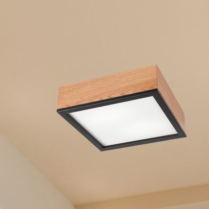 Стельовий світильник OAK SQUARE 2xE27/15W/230V 31x31 см дуб/чорний