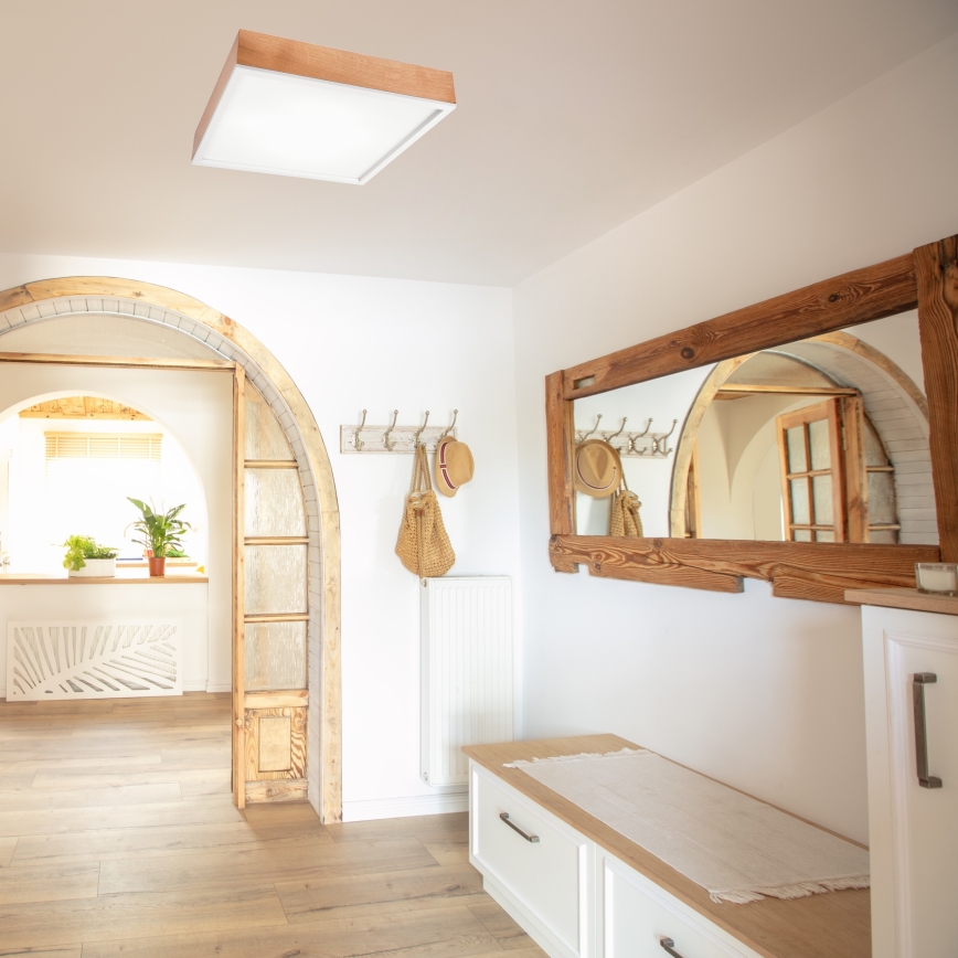 Стельовий світильник OAK SQUARE 4xE27/15W/230V 48x48 см дуб/білий