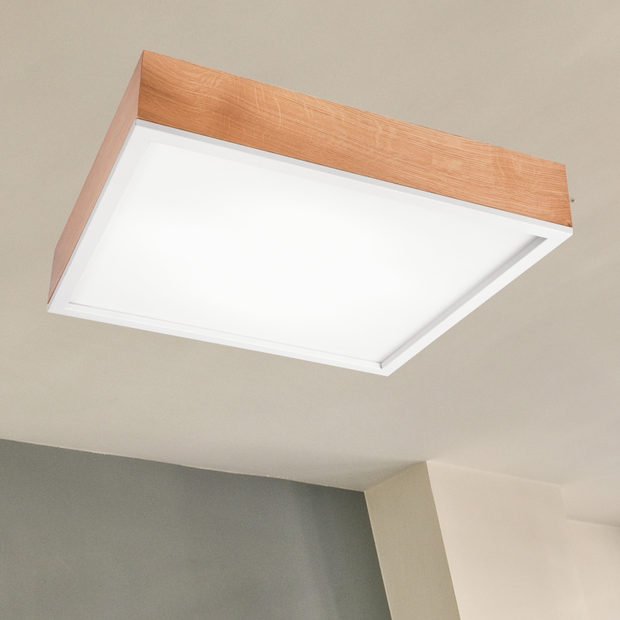 Стельовий світильник OAK SQUARE 4xE27/15W/230V 48x48 см дуб/білий