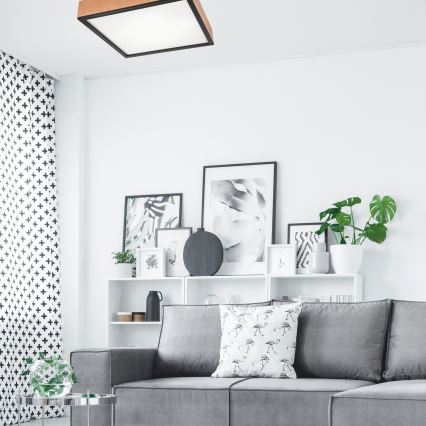 Стельовий світильник OAK SQUARE 4xE27/15W/230V 48x48 см дуб/чорний