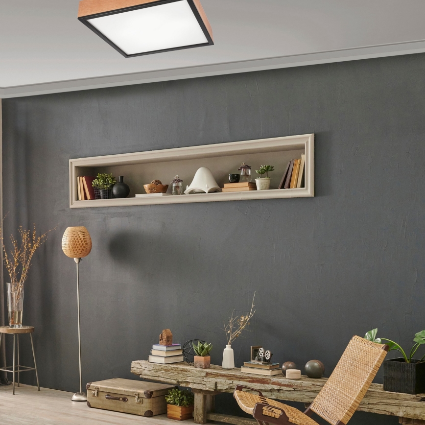 Стельовий світильник OAK SQUARE 4xE27/15W/230V 48x48 см дуб/чорний