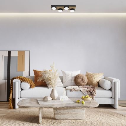 Стельовий світильник SEMA 4xGX53/15W/230V чорний/коричневий/дуб