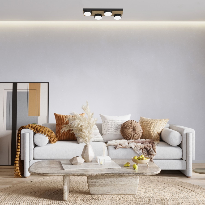 Стельовий світильник SEMA 4xGX53/15W/230V чорний/коричневий/дуб