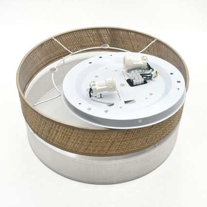 Стельовий світильник SIRJA DOUBLE BOHO 2xE14/15W/230V діам. 35 см бежевий/білий