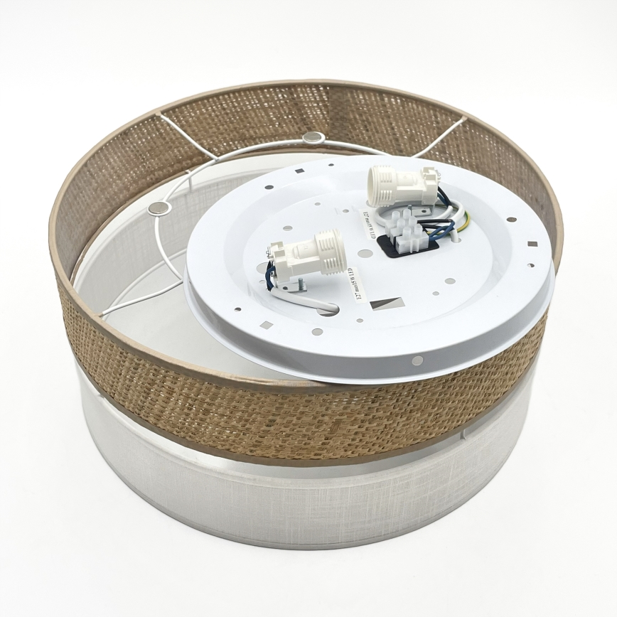 Стельовий світильник SIRJA DOUBLE BOHO 2xE14/15W/230V діам. 35 см бежевий/білий