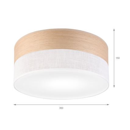 Стельовий світильник SIRJA WOOD 1xE27/15W/230V діаметр 35 см білий/дуб