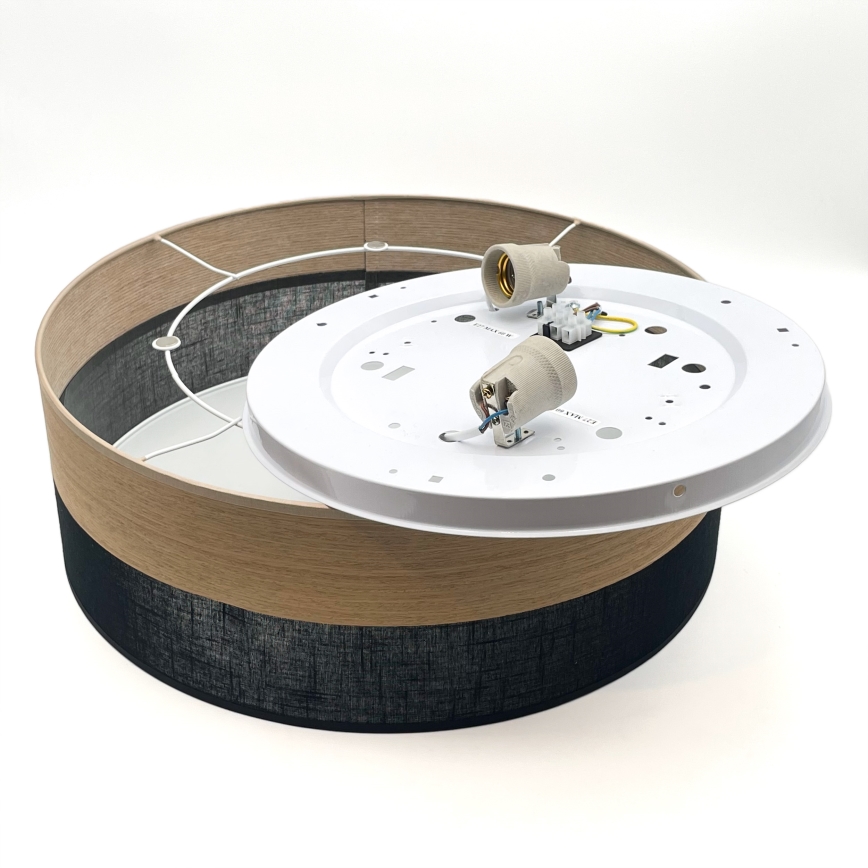 Стельовий світильник SIRJA WOOD 2xE27/15W/230V діаметр 45 см чорний/дуб
