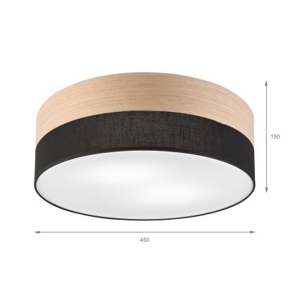 Стельовий світильник SIRJA WOOD 2xE27/15W/230V діаметр 45 см чорний/дуб