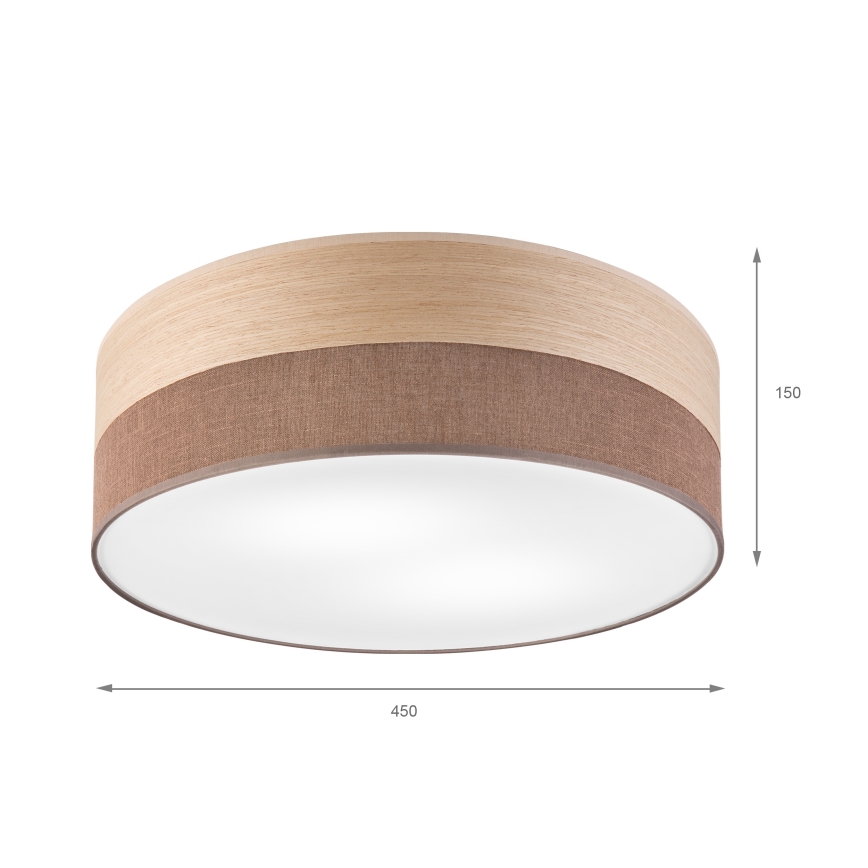 Стельовий світильник SIRJA WOOD 2xE27/15W/230V діаметр 45 см коричневий/дуб