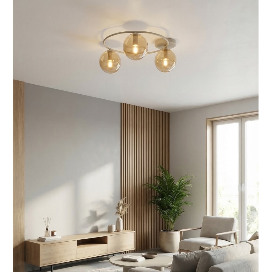 Стельовий світильник SOPRA 3xE14/10W/230V бежевий/димчасто-бежевий