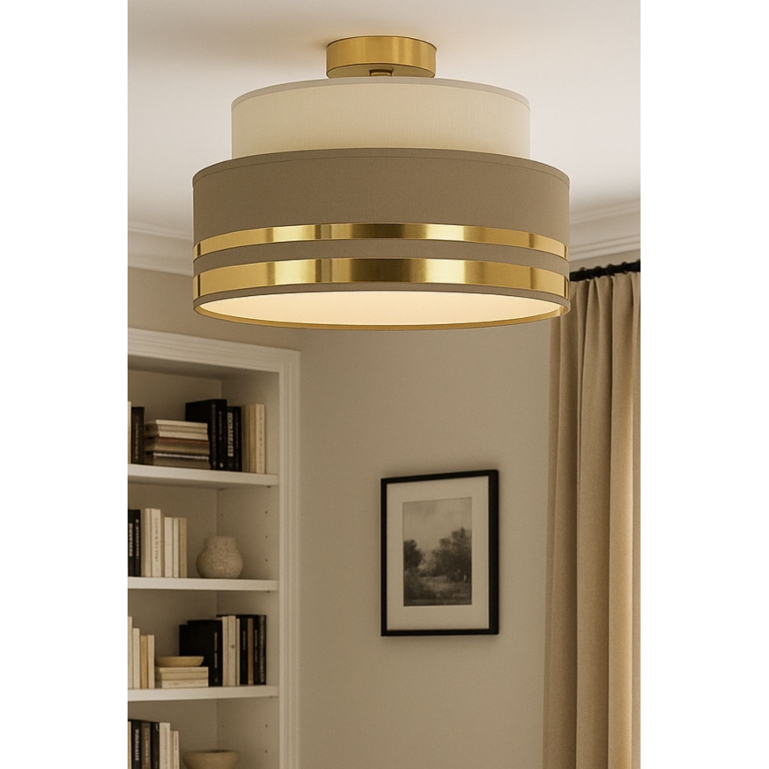 Стельовий світильник TAMI 1xE27/60W/230V діаметр 40 см бежевий/коричневий/золотий