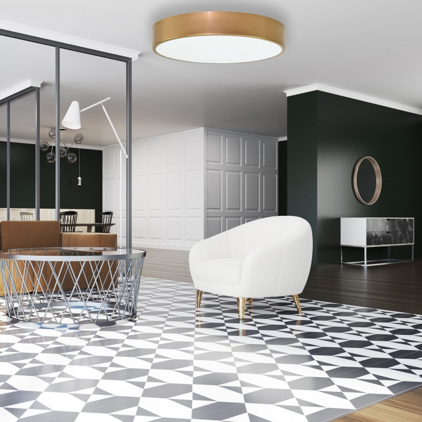 Стельовий світильник із датчиком руху та датчиком сутінків CLEO 4xE27/24W/230V, діаметром 50 см, золотий