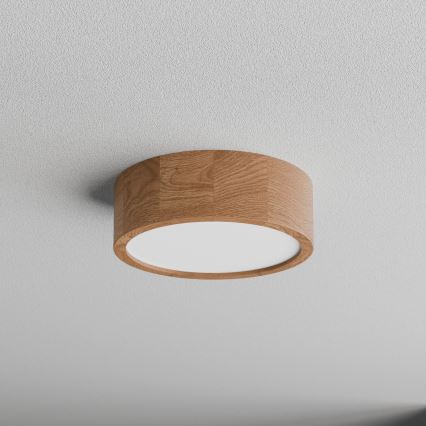 Стельовий світильник CLEO з датчиком руху та сутінків, 2xE27/24W/230V, діаметр 27,5 см, дуб