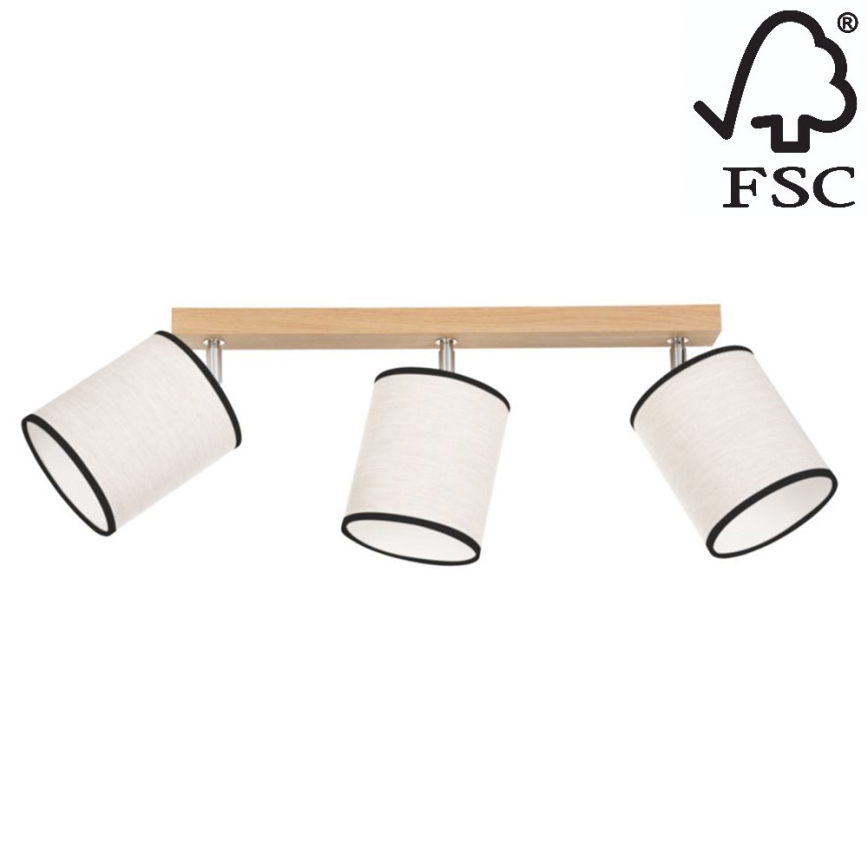 Стельовий точковий світильник BOHO 3xE27/25W/230V дуб – сертифіковано FSC