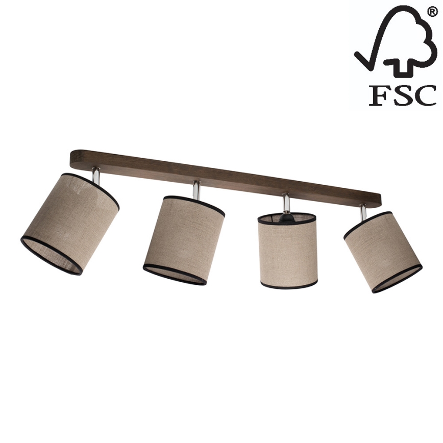 Стельовий точковий світильник NEGRO 4xE27/25W/230V сосна – сертифіковано FSC