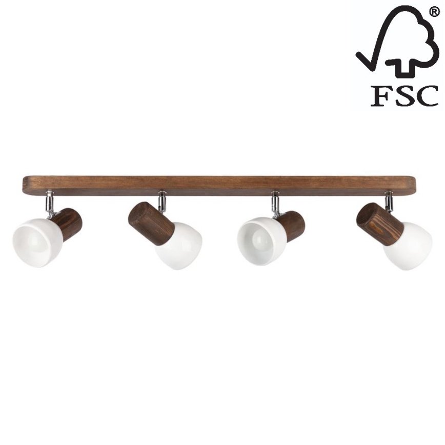 Стельовий точковий світильник NEL 4xE27/15W/230V сосна – сертифіковано FSC