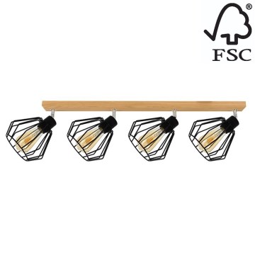 Стельовий точковий світильник VENTI 4xE27/15W/230V дуб – сертифіковано FSC