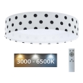 Стельовий LED світильник з регулюванням яскравості SMART GALAXY KIDS LED/24W/230V 3000-6500K горошок білий/чорний + дистанційне керування