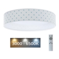 Стельовий LED світильник з регулюванням яскравості SMART GALAXY KIDS LED/24W/230V 3000-6500K зірочки білий/бірюзовий + дистанційне керування