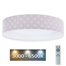 Стельовий LED світильник з регулюванням яскравості SMART GALAXY KIDS LED/24W/230V 3000-6500K зірочки рожевий/білий + дистанційне керування