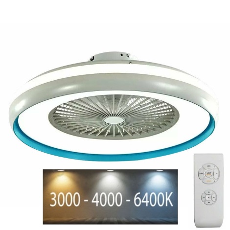 Стельовий LED світильник з вентилятором LED/45W/230V 3000/4000/6500K синій