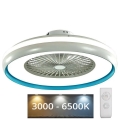 Стельовий LED світильник з вентилятором LED/45W/230V 3000/4000/6500K синій + пульт дистанційного керування