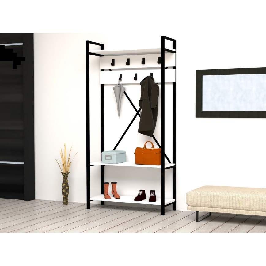 Стенка для прихожей ALFA 180x90 см белый/черный