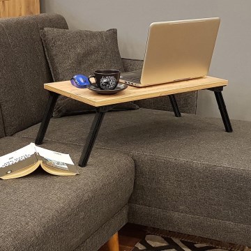 Столик для кровати GUSTO 24,5x60 см бежевый/черный